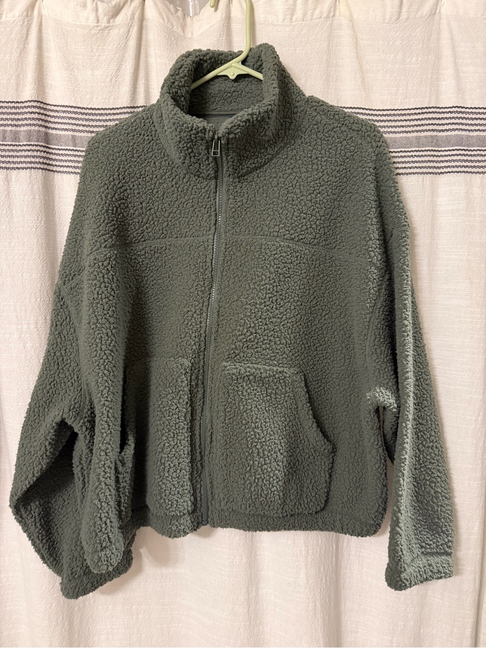 Old Navy Olive Green Sherpa Zip-Up Jacket